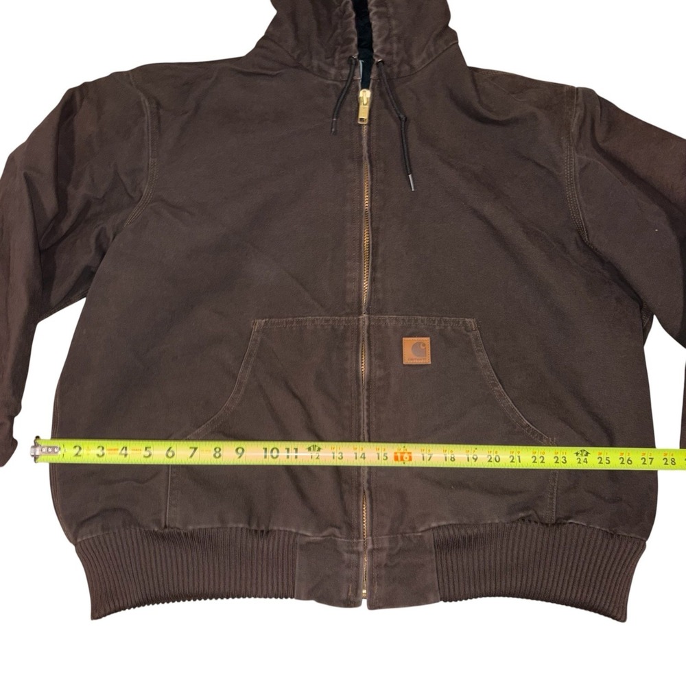 Carhartt Mens XL Hooded Work Jacket Brown With Black Quilted Inside - Picture 10 of 12